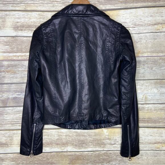 Madewell XXS Black washed lamb Moto leather jacket butter soft - Picture 4 of 9